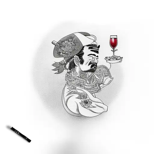 French Guy With Wine And Croissant