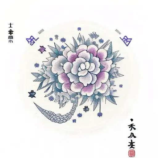 Libra Zodiac Sign Surrounding By Flowers And Stars