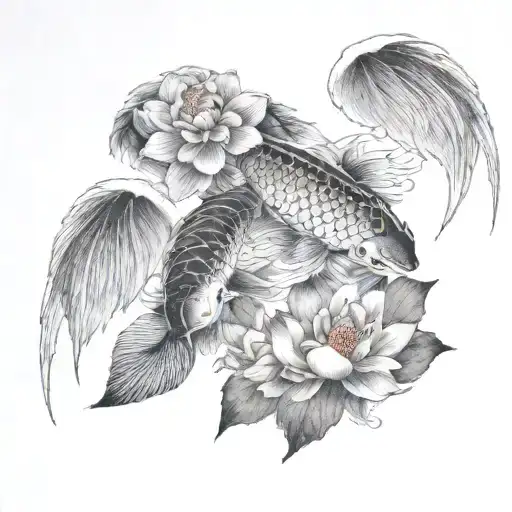 Lotus Flower & Koi