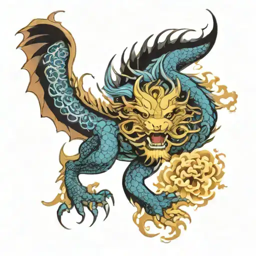 Dragon With Lion And All Earth Elements