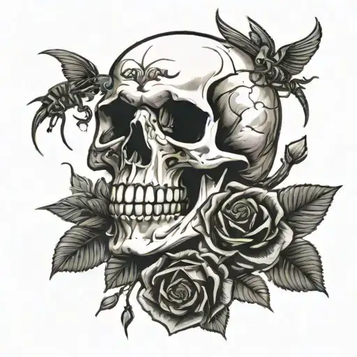 Skull And Roses With Scorpion Climbs