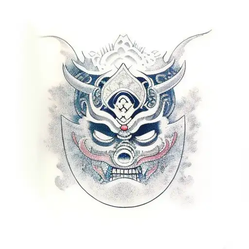 Cover Up Tringale With A Oni Mask