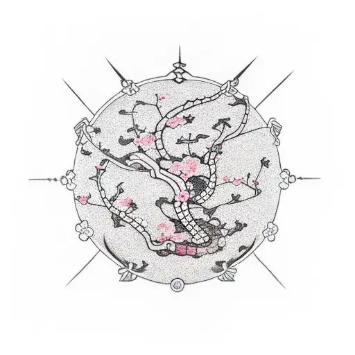 Scorpio Constellation With Cherry Blossoms