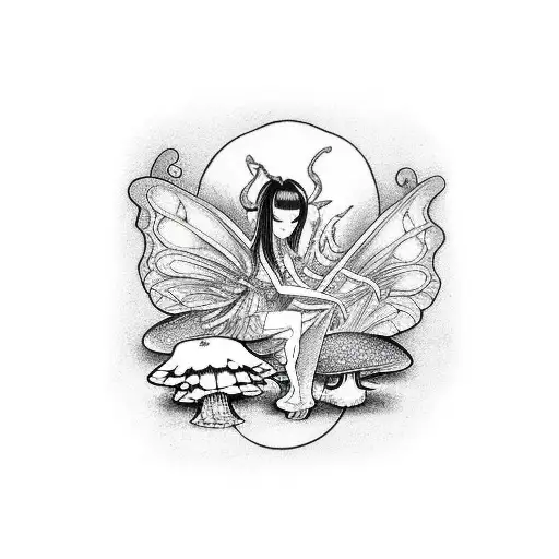 Scary Fairy On Mushroom