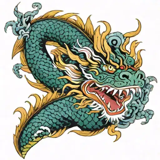Colorful Angry Asia Whole Body Dragon