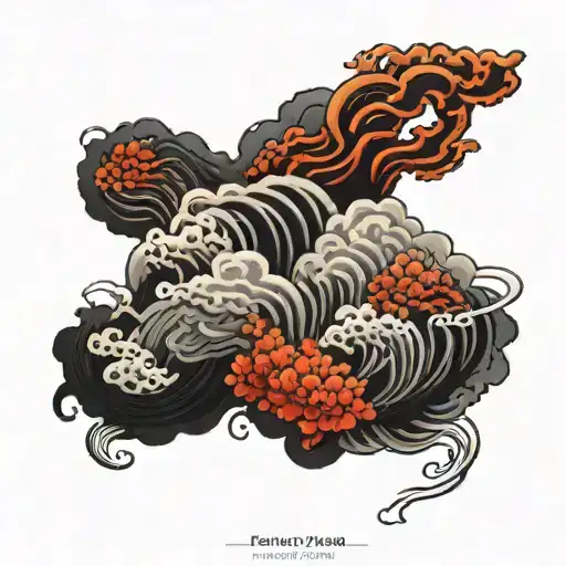 Japanese Style Dark Wave Out Cloud That Wraps Around The Wrist Black And White