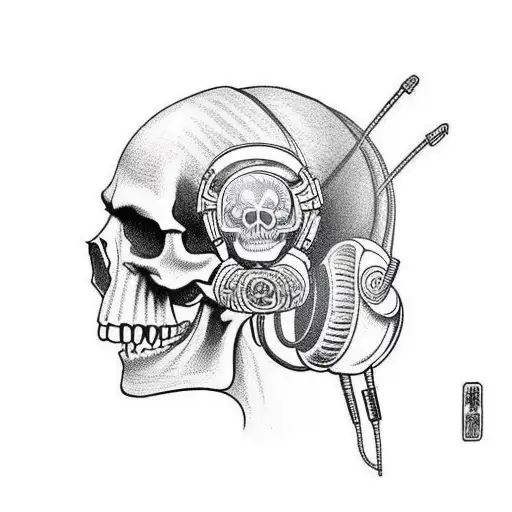 Skull Samurai With Headphones