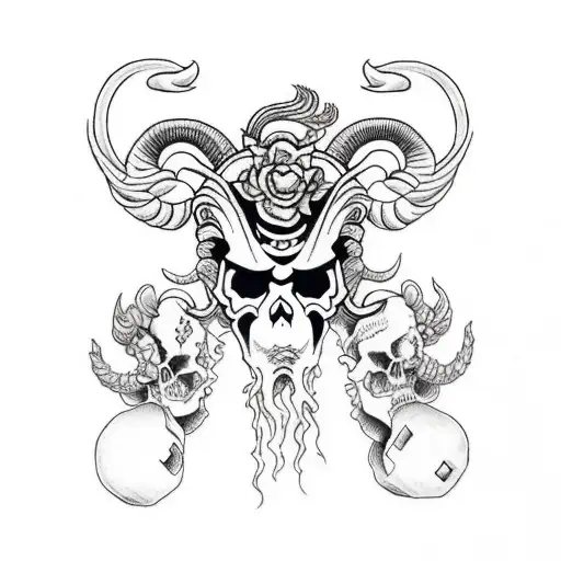 Aries Fire Pain Time Love Skull Big