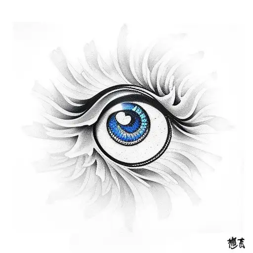 Eye With Koi Fish Swimming Around Inside Of It Making The Ting Yang