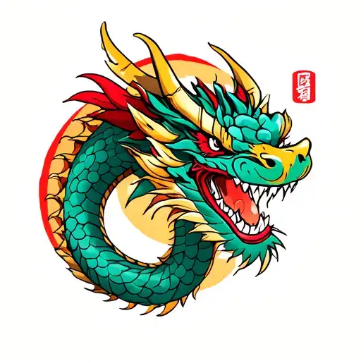 Korean Style Dragon And Warrior