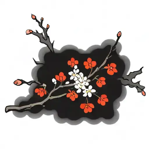 Floating Sakura Branch With Small Flowers