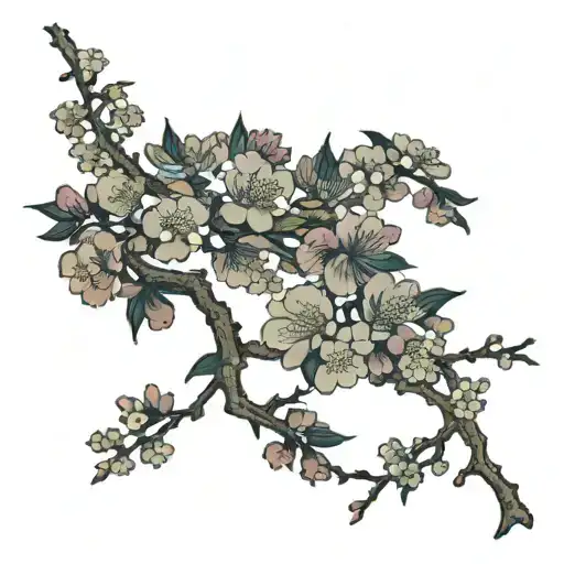 Floating Sakura Branch With Small Flowers
