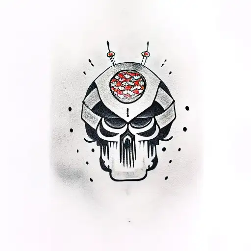 Skull In Japanese Warrior Helmet