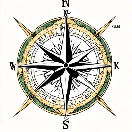 Compass Rose With Letter Klm