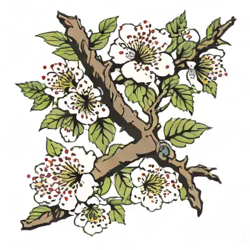 Cherry Blossom Branch With Small Flowers