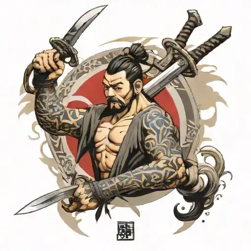 Samural With 2 Swords Dakr Realism