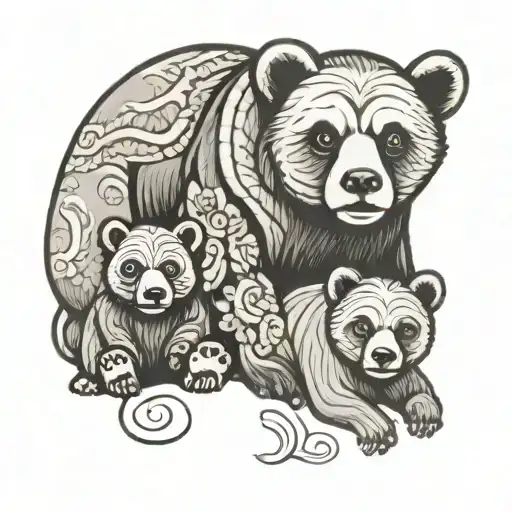 Mom Bear And Three Little Bears