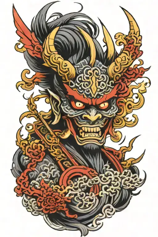 Samurai Oni Mask A Flying Phoenix Samurai Sword