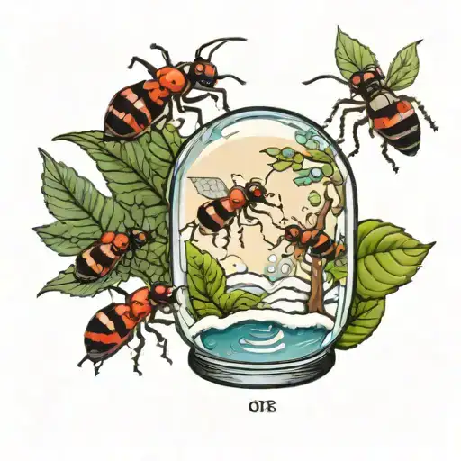 Snowglobe With Ants Carrying A Leaf