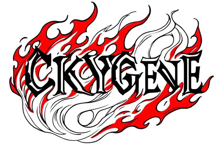 Ckygene Word With White And Red Flames For Chest