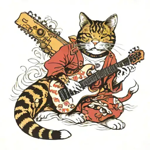 Cat Playing A Guitar