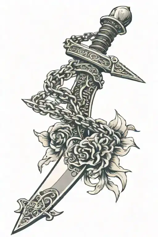 Dagger With Chain Wrapped