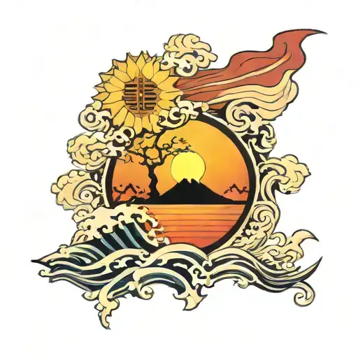 Sunset Sea Isreali Flag