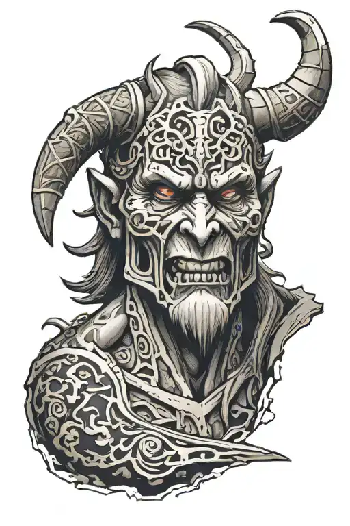 An Norse Draugr Cracked Statue On The Outer Bicep