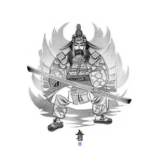 Samurai Defending With His Sword