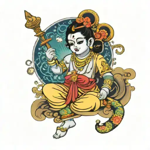 Lord Krishna Holding Holding Galaxy