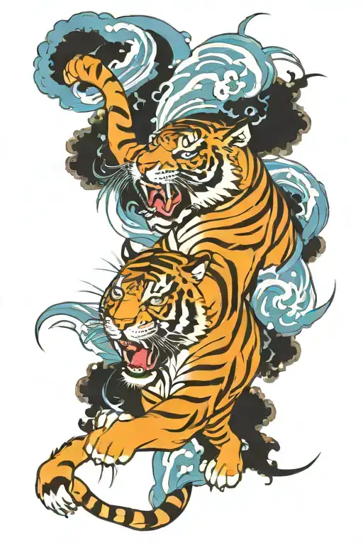 Tiger And Blue Lightening Bolt