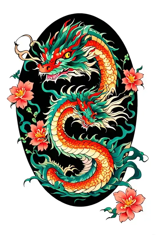 Dragon Flowers Arm Sleeve