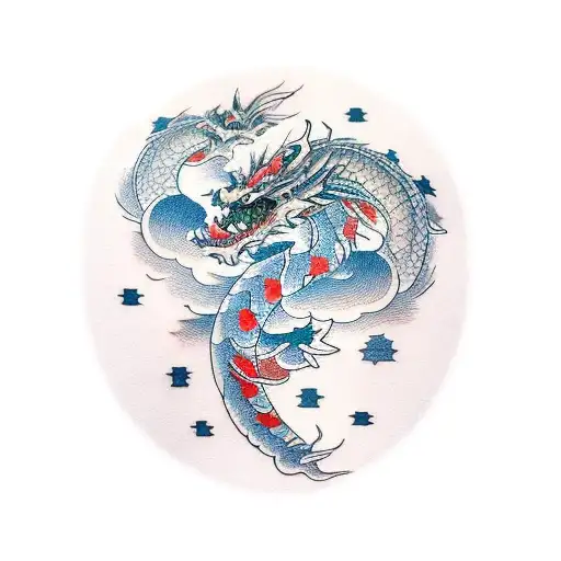 Stars And Japanese Dragon