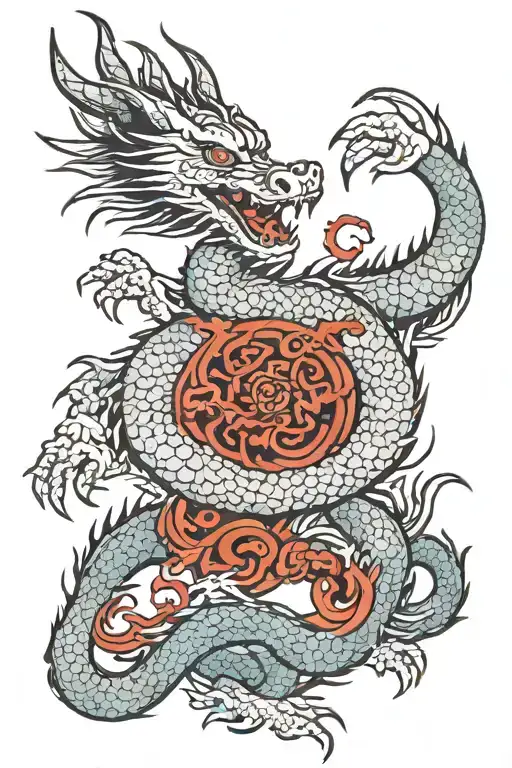 Dragon In Muscle Relief Pattern Style