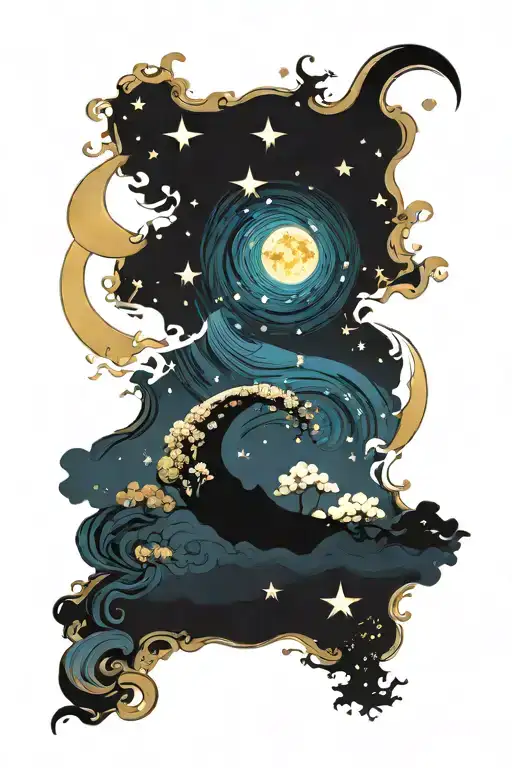 Crescent Moon Van Gough Starry Night