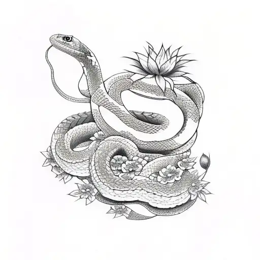 Snake With Wildflowers