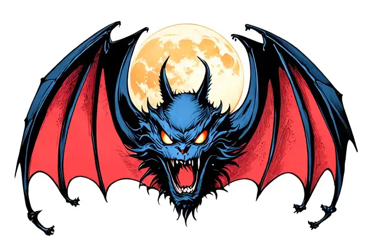 Scary Bat With Moon