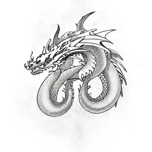 Dragon With Sword On The Shone