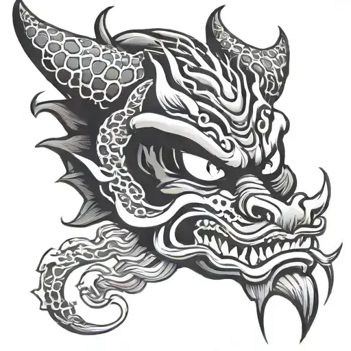 Oni Mask With A Dragon Wrapped