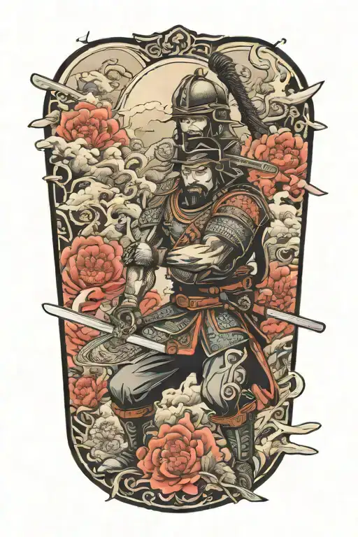 Battlefield With Warriors Virtical Sword