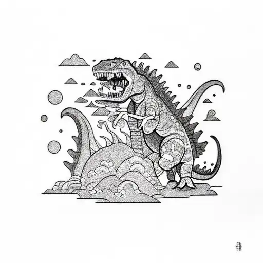 Woman Riding A Dinosaur