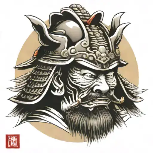 Eidechse Samurai Head With Helmet