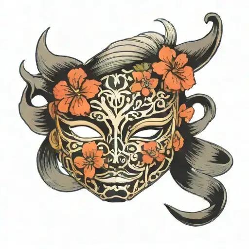 Haanya Mask With Cervix Cancer Ribbon Symbolizing Transformation