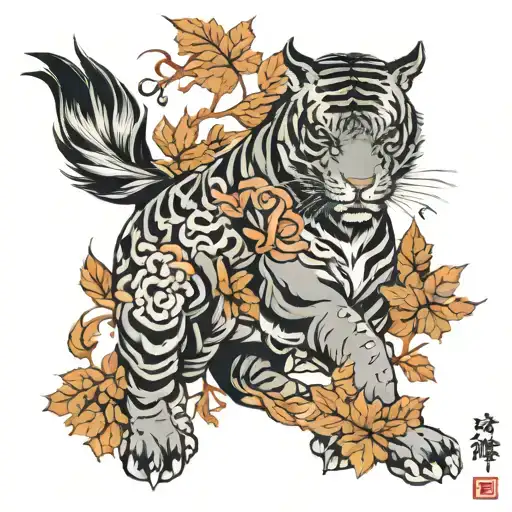 Horse Tigers And Leaves