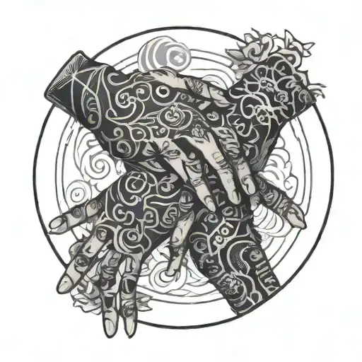 Two Hands Painting Each Other In A Circle Shape