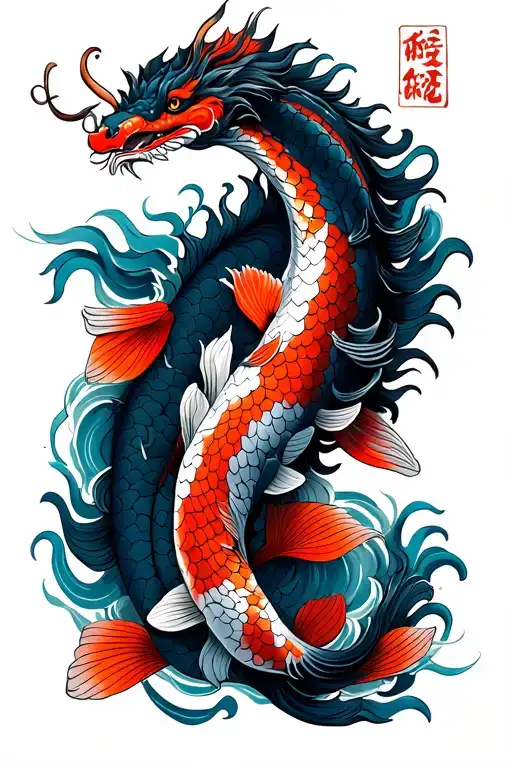 Koi Fish And Dragon