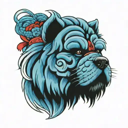 Blue Chow Chow Samurai Eye Patch