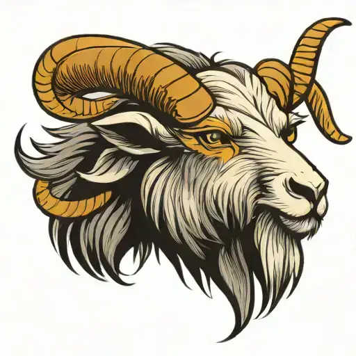 Evil Goat Head With Long Horns