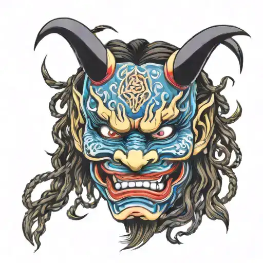 Full Color Hannya Mask With Dreadlocks