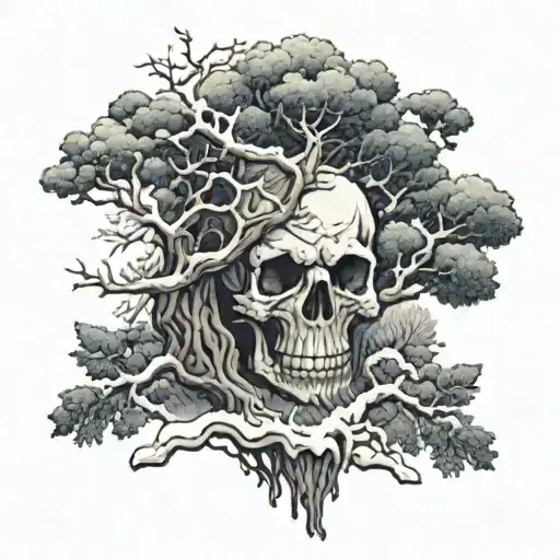 Skull Tree Snow Forest Filled